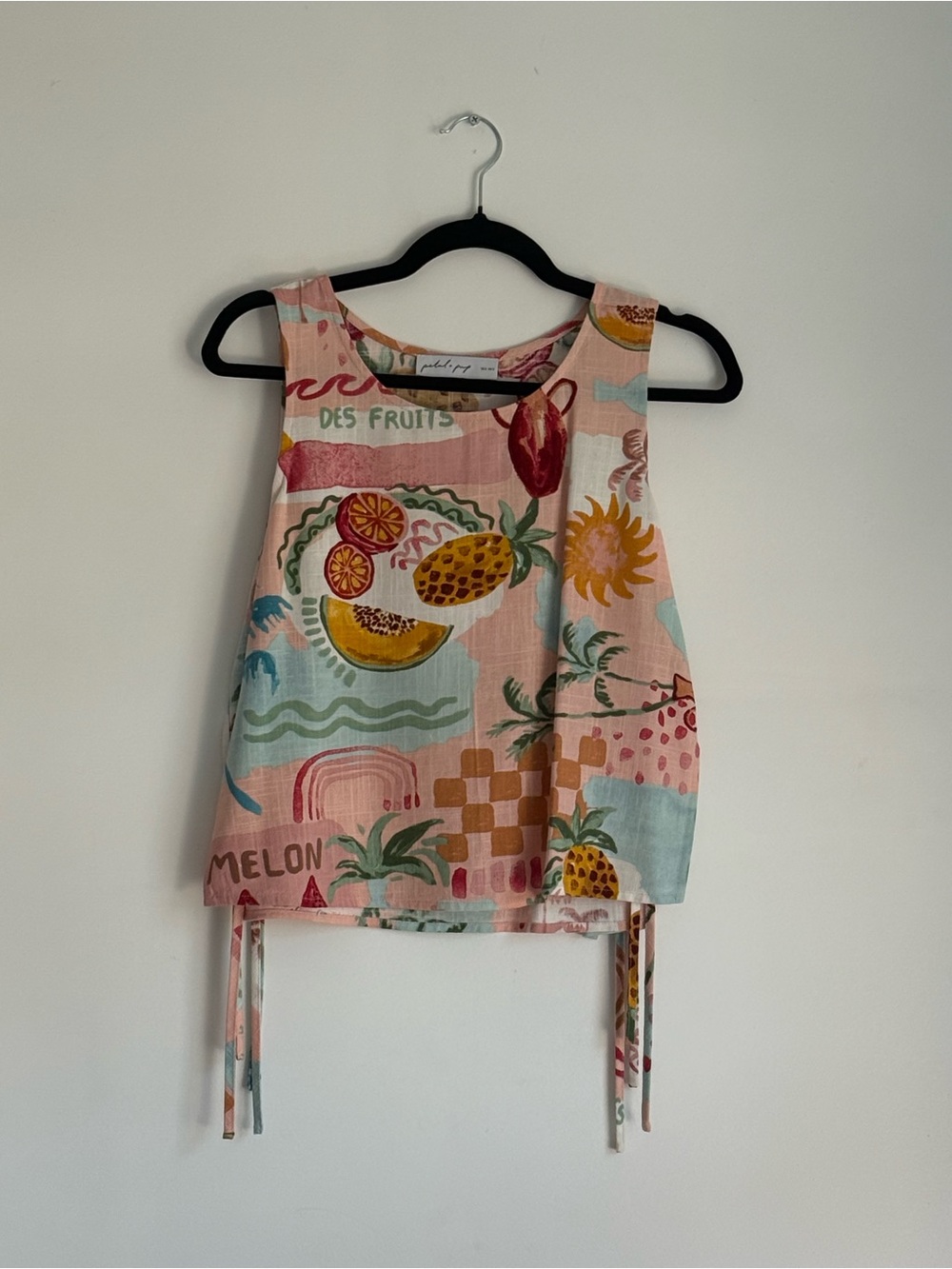 Petal & Pup Pink Multi Fruit Print Crop Tank